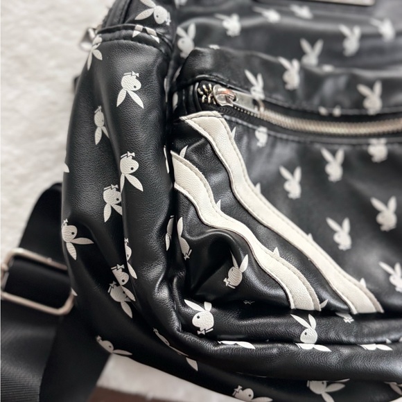 Playboy Black and White Bunny Pattern Backpack - Picture 6 of 7